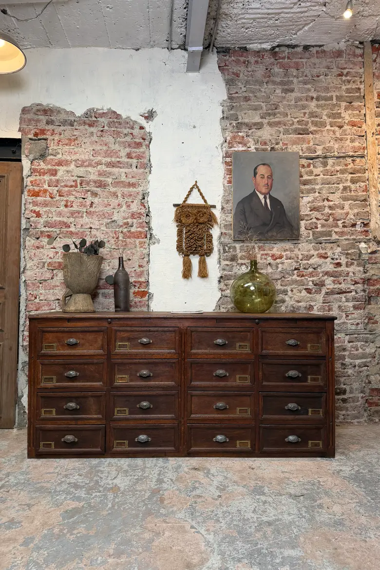 Meuble de métier à tiroirs en chêne