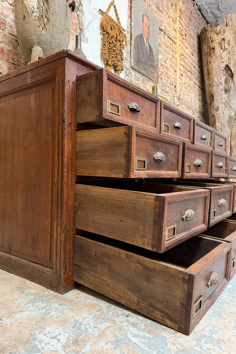Meuble de métier à tiroirs en chêne