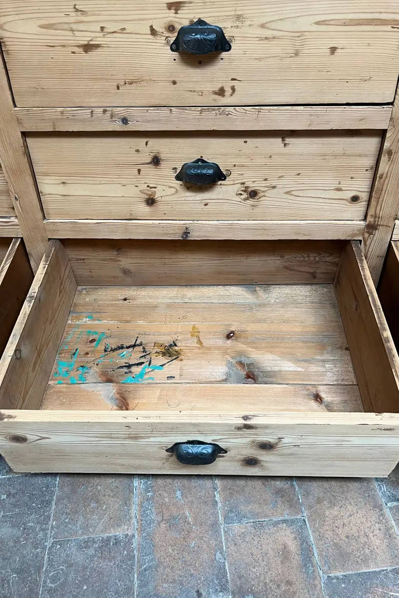 Meuble de métier à tiroirs en sapin Début XXème