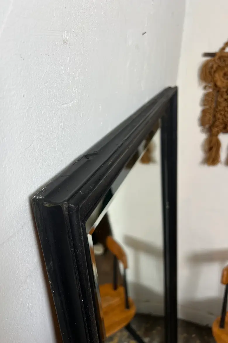 Miroir ancien peint en noir, années 50