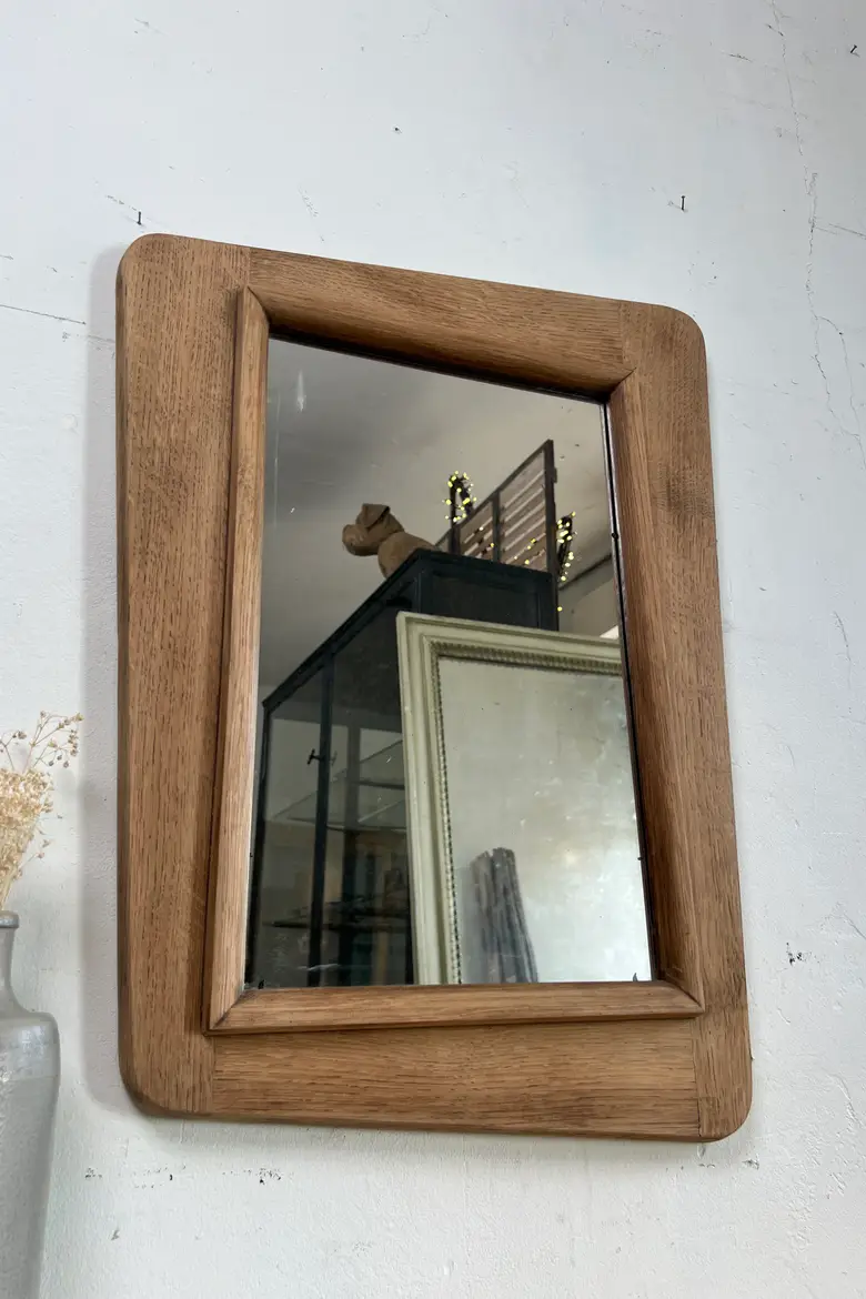 Miroir asymétrique en chêne brut – Années 50