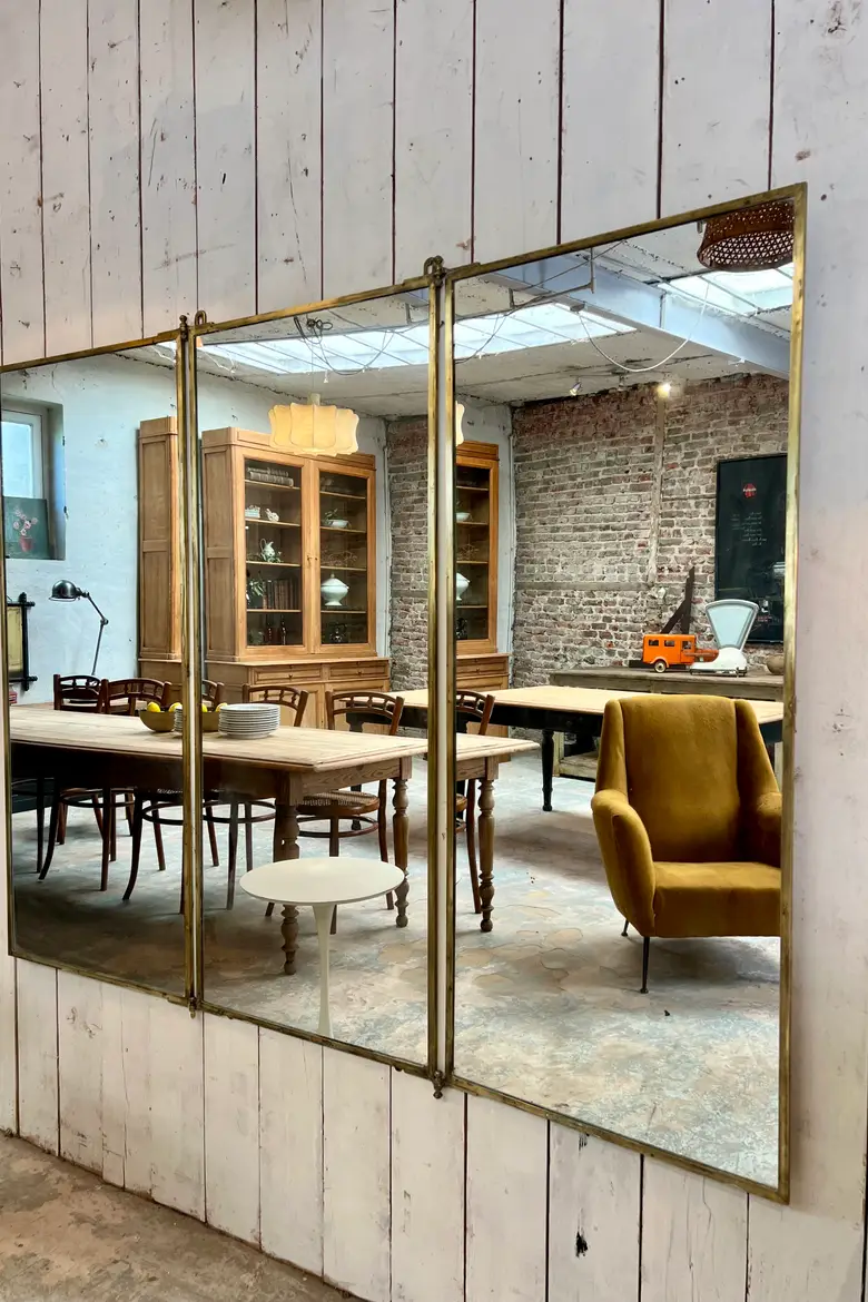 Miroir Brot triptyque en laiton 1920