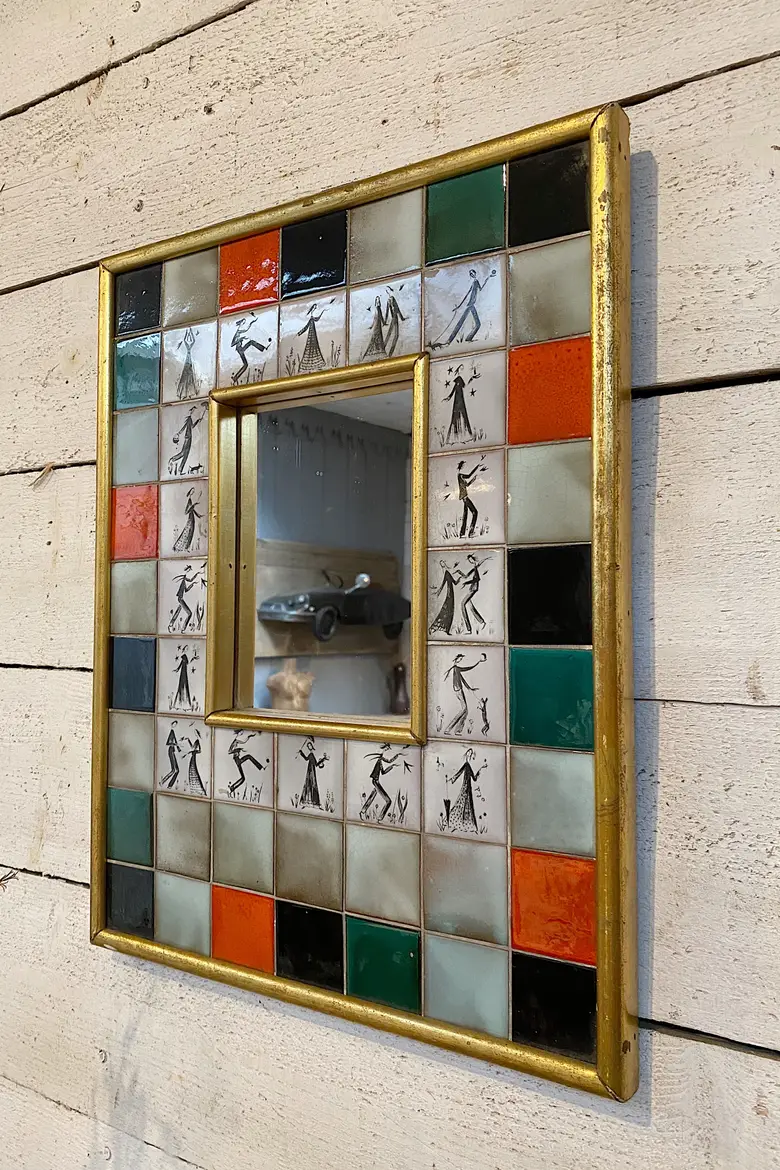 Miroir céramique  Années 70 Les amoureux de Peynet