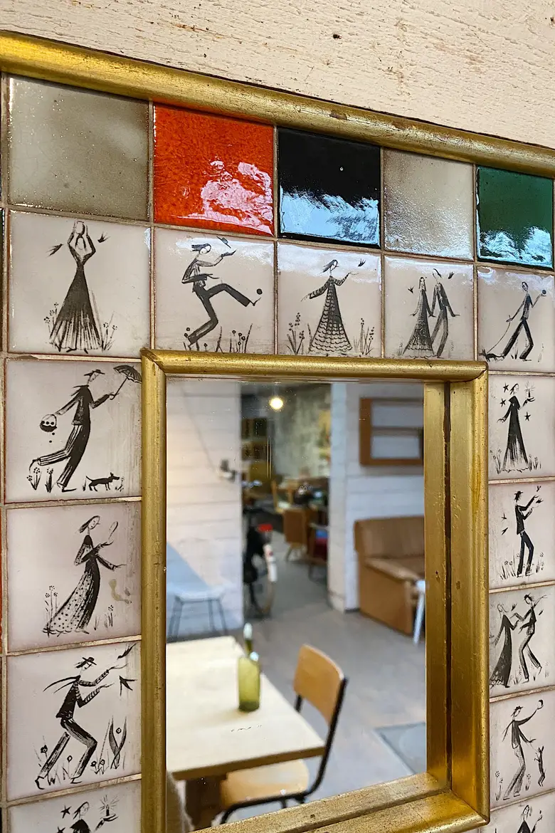 Miroir céramique  Années 70 Les amoureux de Peynet