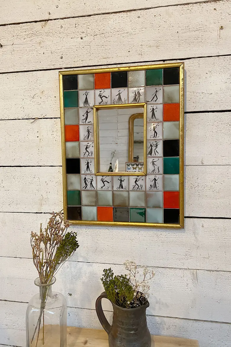 Miroir céramique  Années 70 Les amoureux de Peynet
