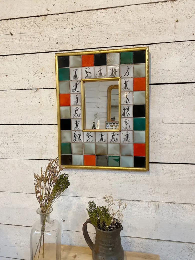 Miroir céramique Années 70 Les amoureux de Peynet