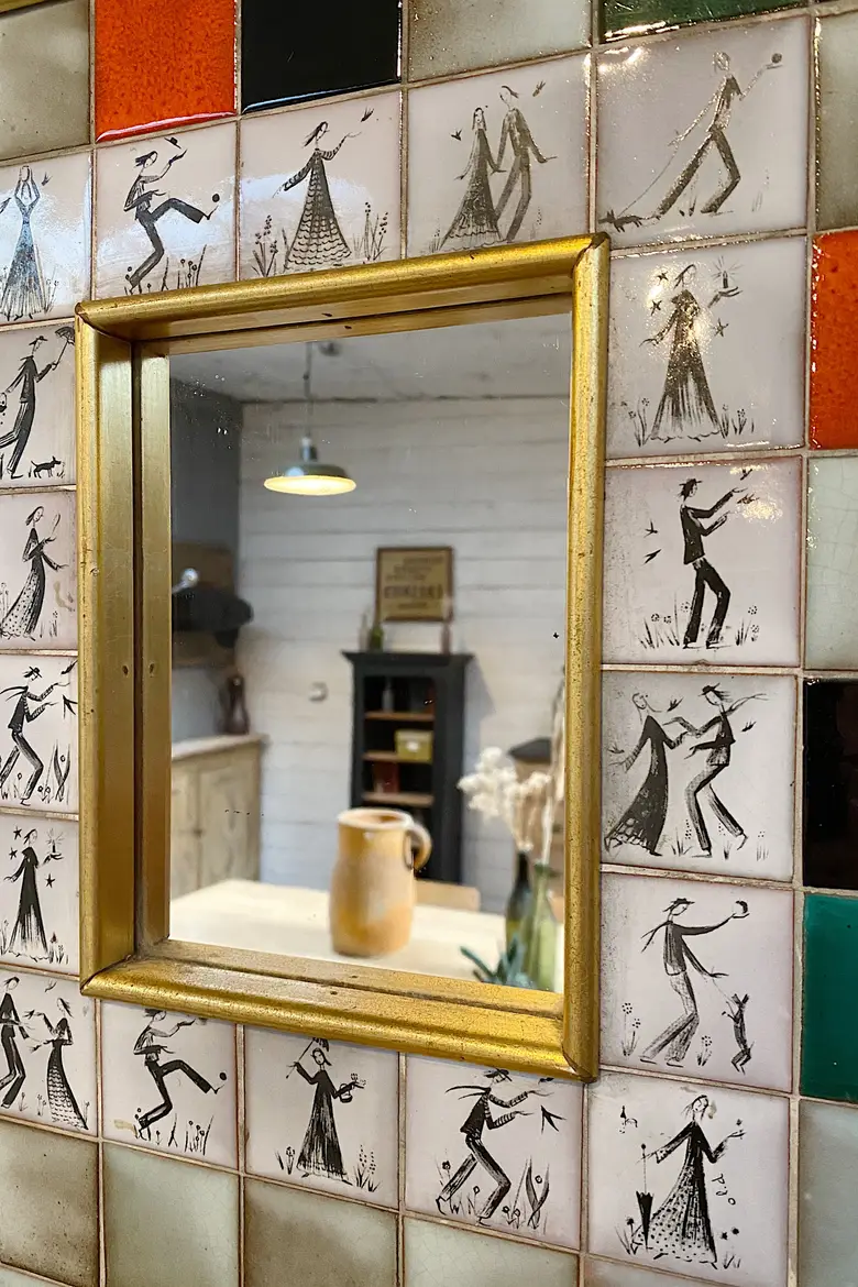 Miroir céramique Années 70 Les amoureux de Peynet