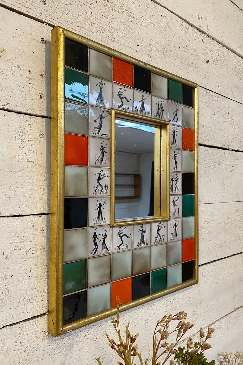 Miroir céramique  Années 70 Les amoureux de Peynet
