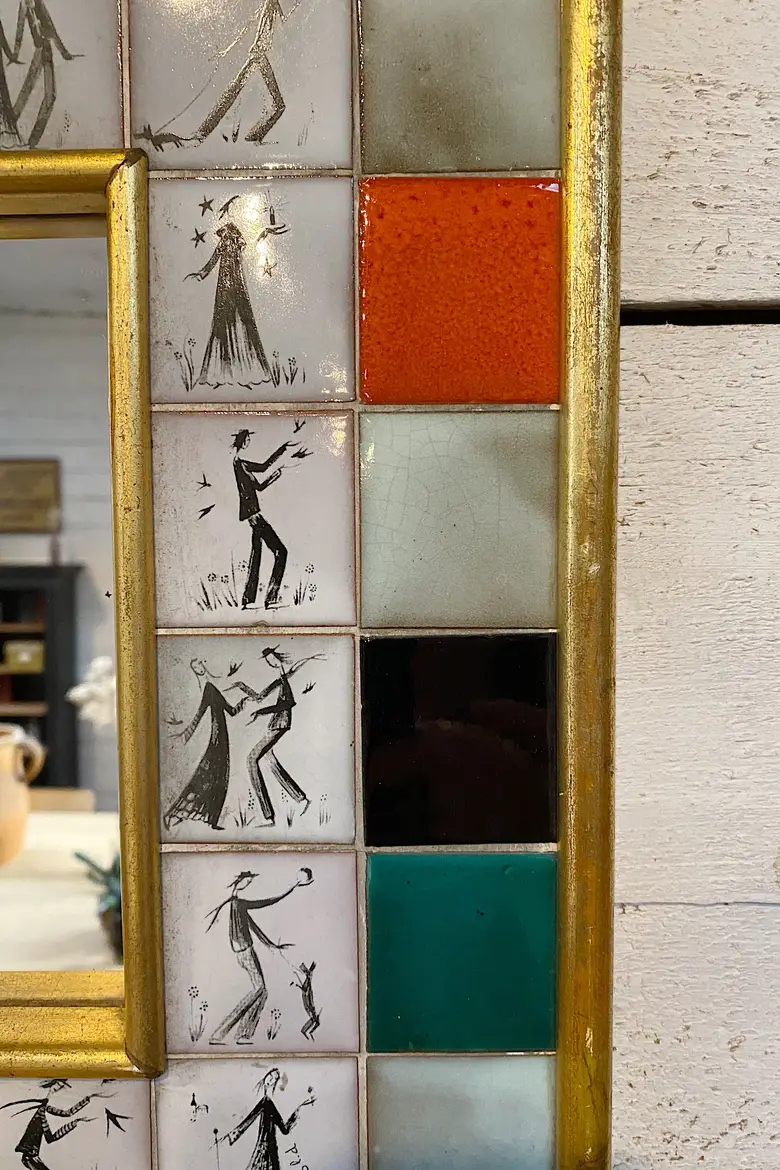 Miroir céramique  Années 70 Les amoureux de Peynet