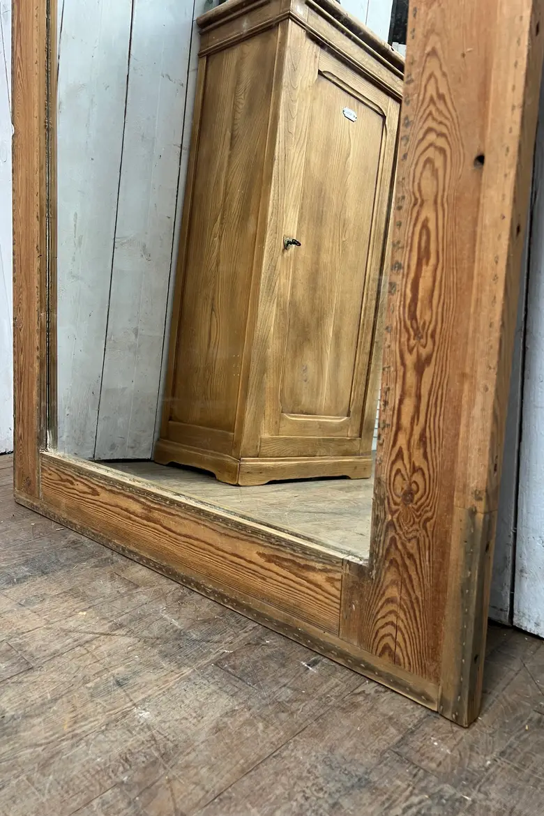 Miroir Louis Philippe en sapin brut