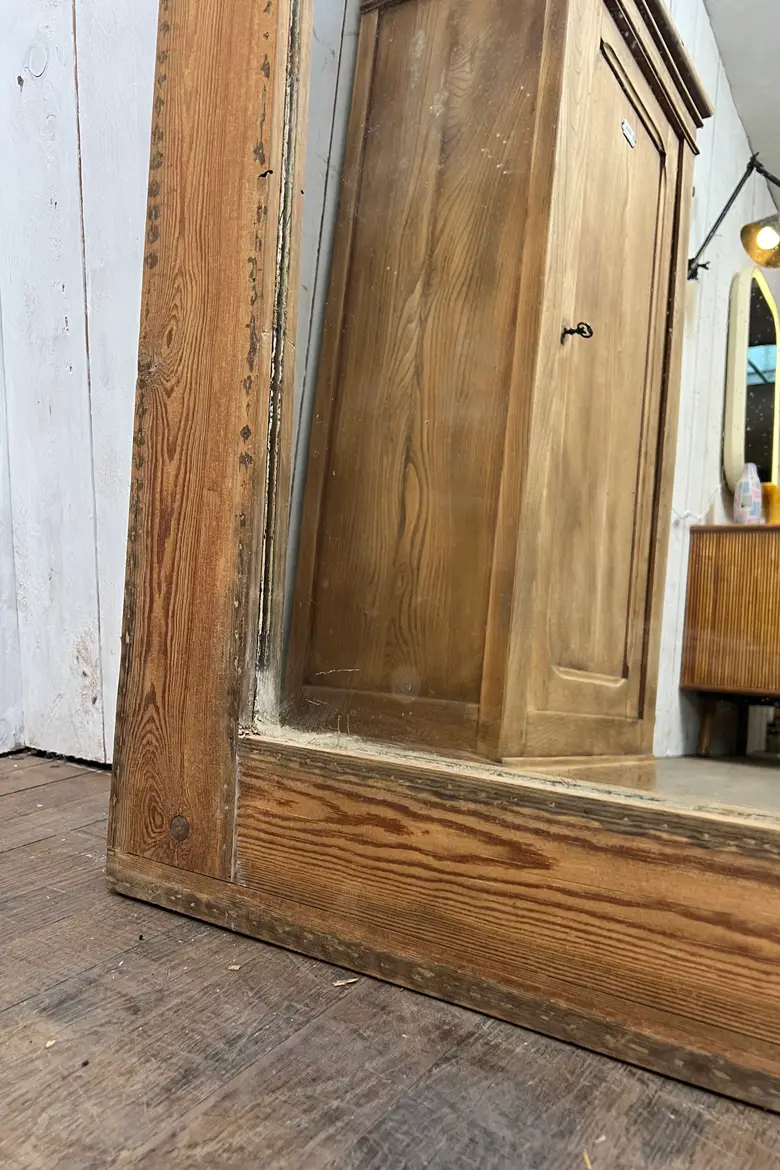 Miroir Louis Philippe en sapin brut