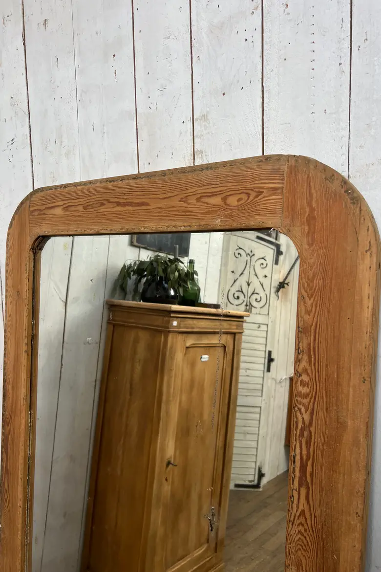 Miroir Louis Philippe en sapin brut