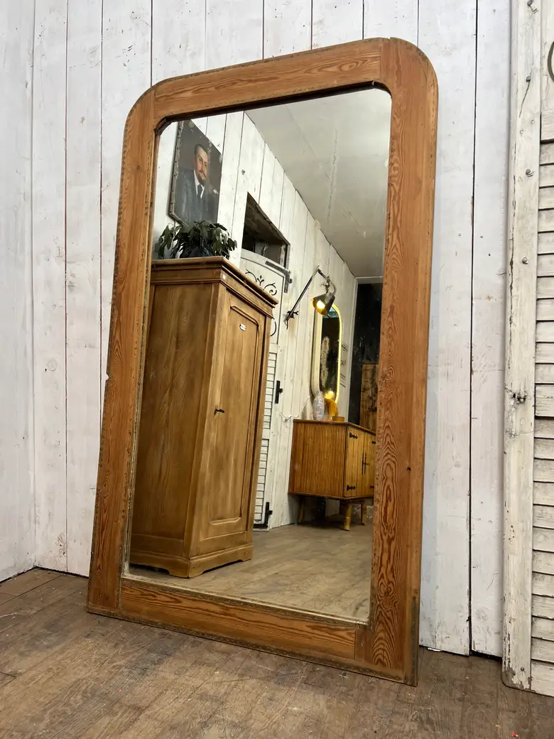 Miroir Louis Philippe en sapin brut