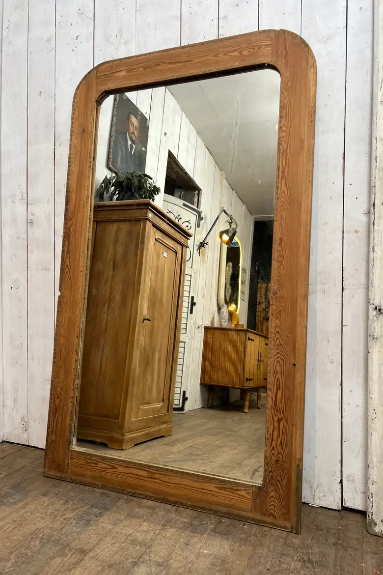 Miroir Louis Philippe en sapin brut