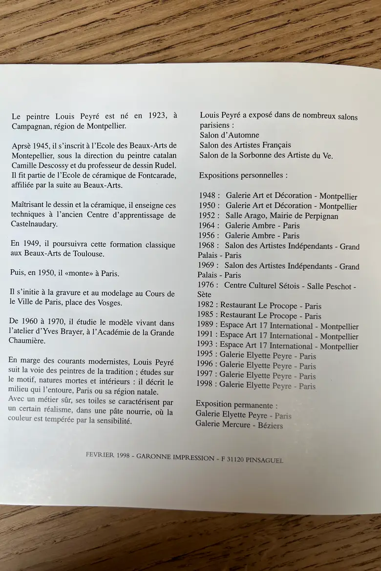 Nature morte de Louis Peyré 1960