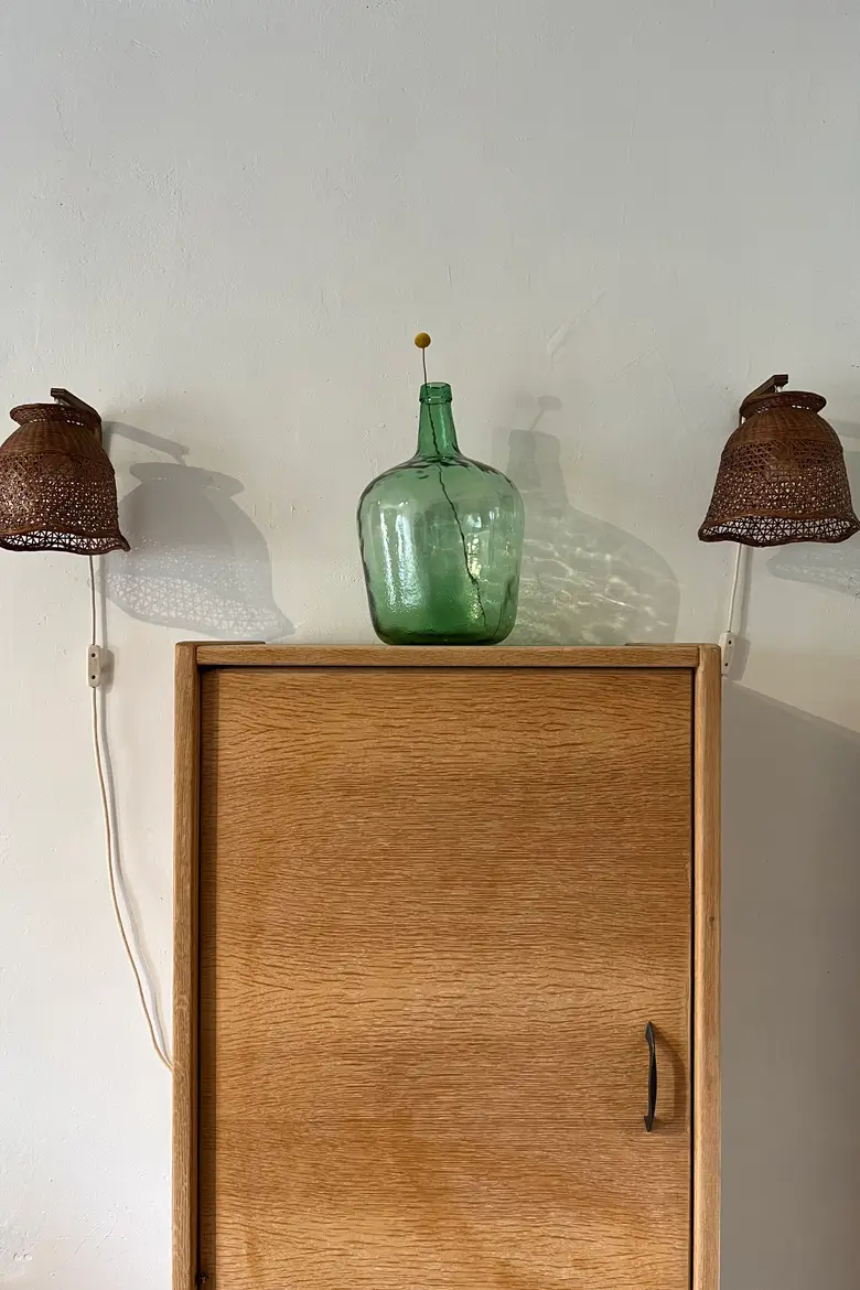 Paire d’appliques en rotin Années 60