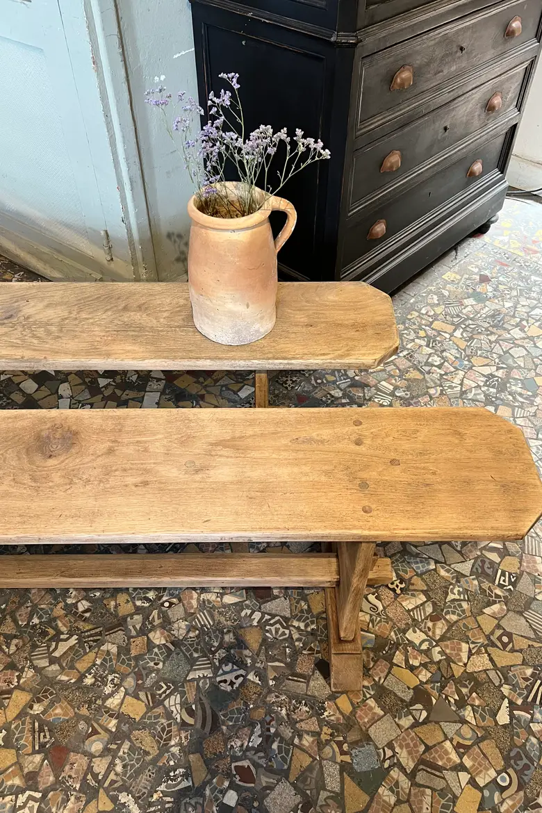 Paire de bancs en chêne Début XXème