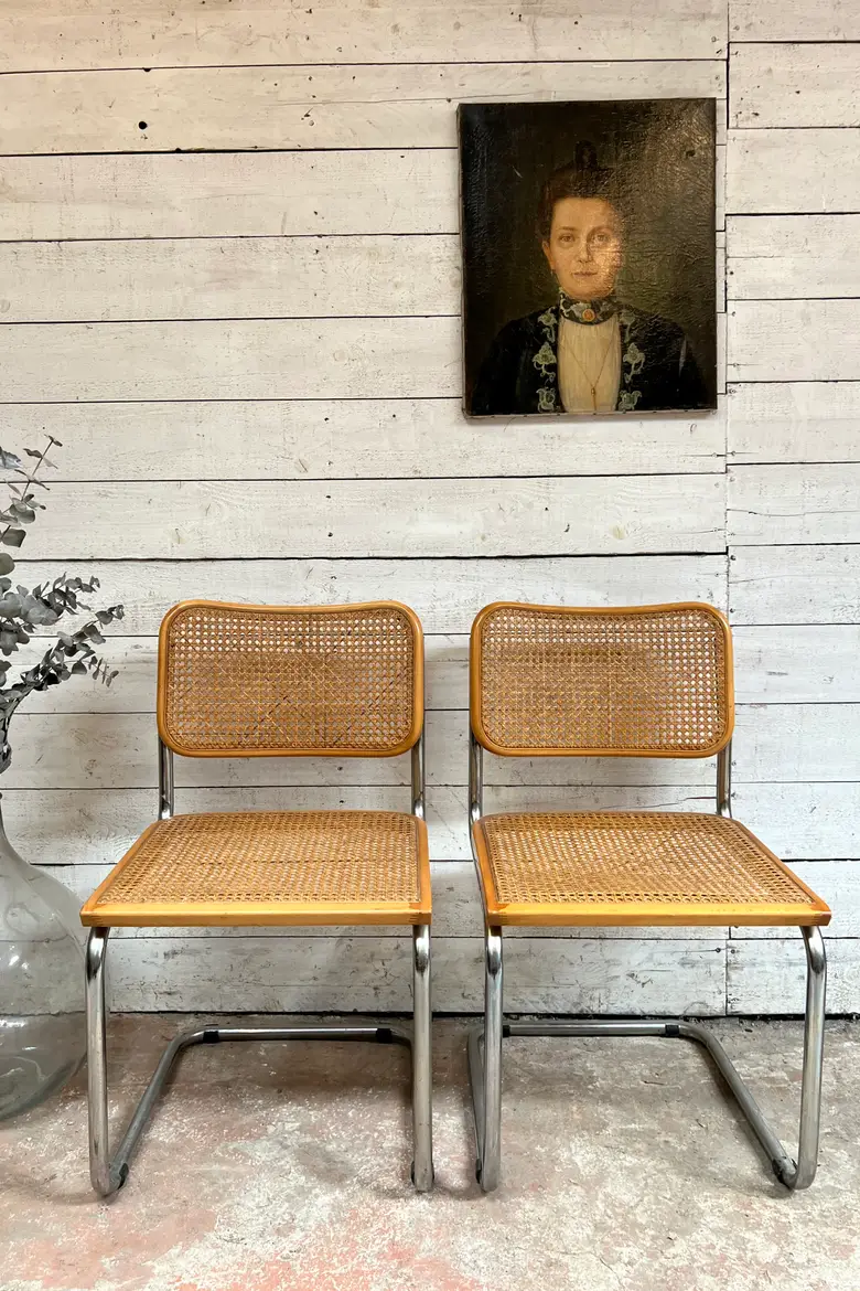 Paire de chaises italiennes vintage B32 de Marcel Breuer 1970