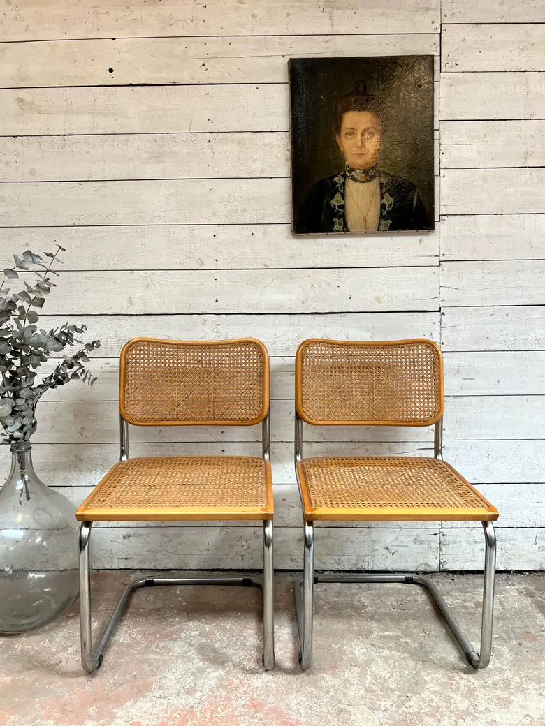 Paire de chaises italiennes vintage B32 de Marcel Breuer 1970