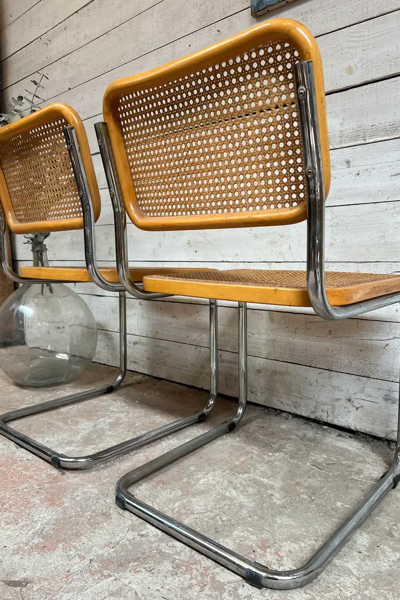 Paire de chaises italiennes vintage B32 de Marcel Breuer 1970