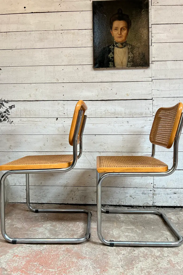 Paire de chaises italiennes vintage B32 de Marcel Breuer 1970