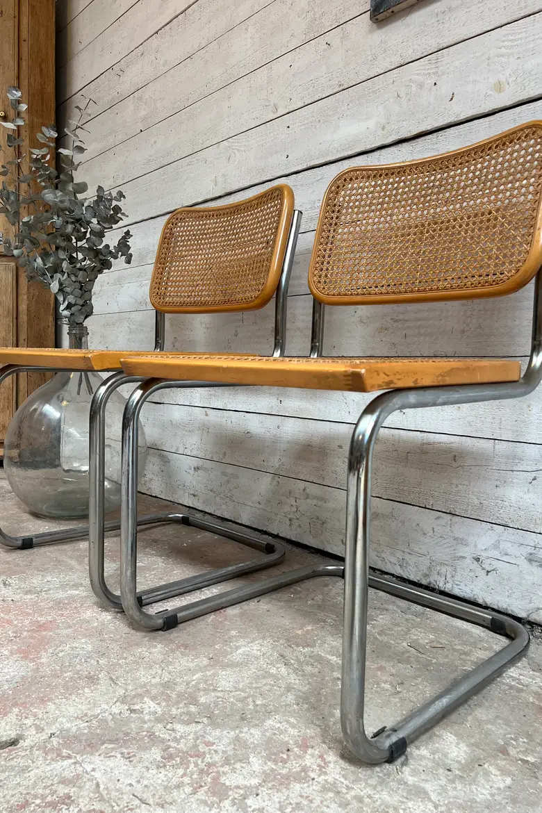 Paire de chaises italiennes vintage B32 de Marcel Breuer 1970