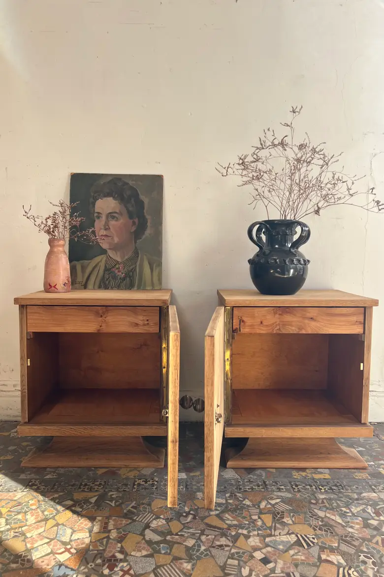 Paire de chevets Art Déco en chêne