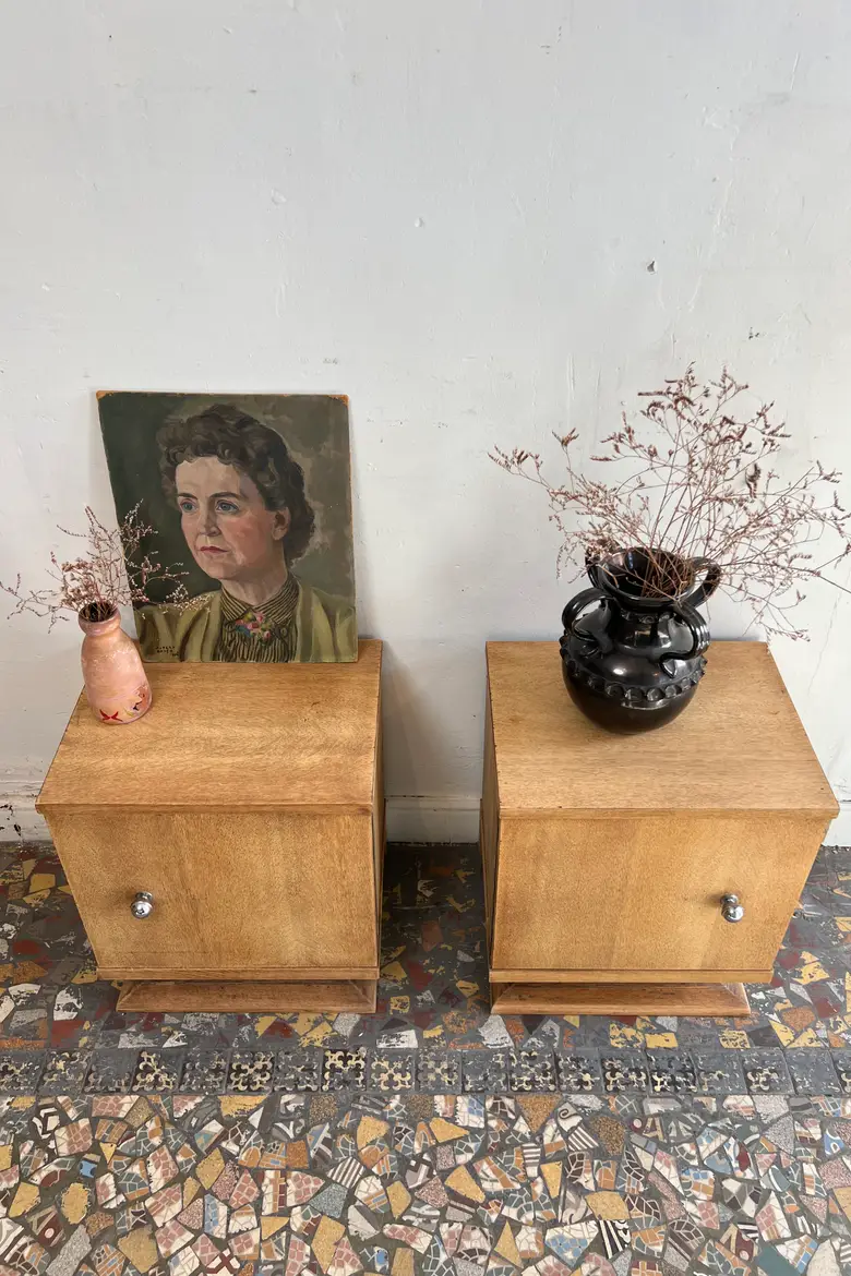 Paire de chevets Art Déco en chêne