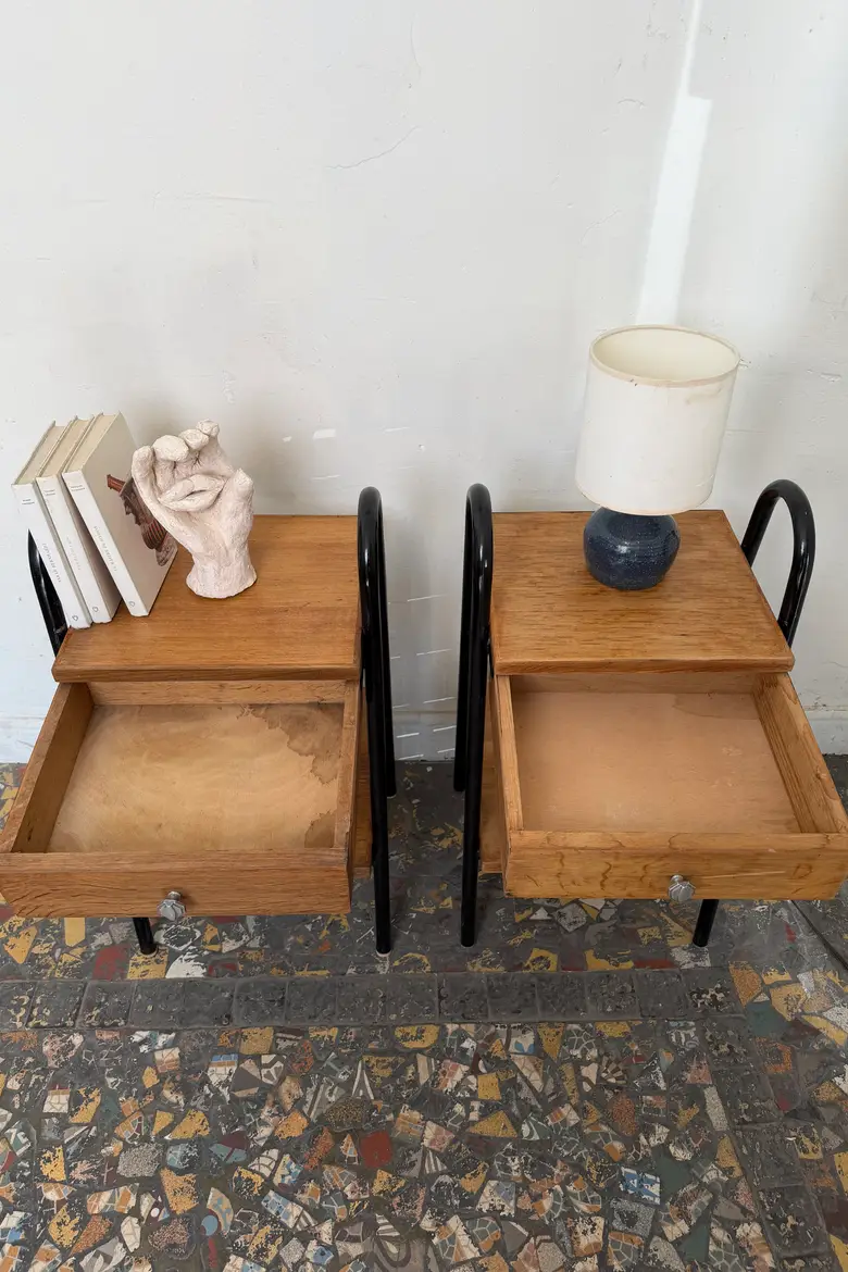 Paire de chevets d’internat vintage – Style Jacques Hitier