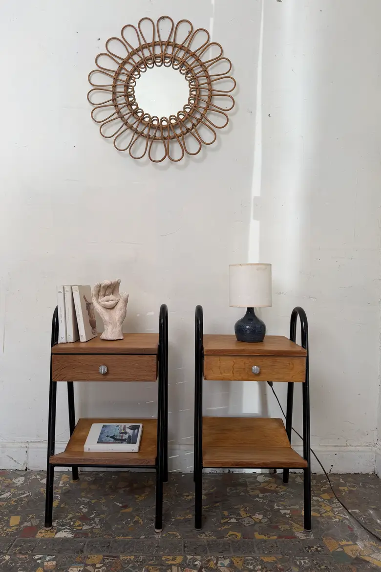 Paire de chevets d’internat vintage – Style Jacques Hitier