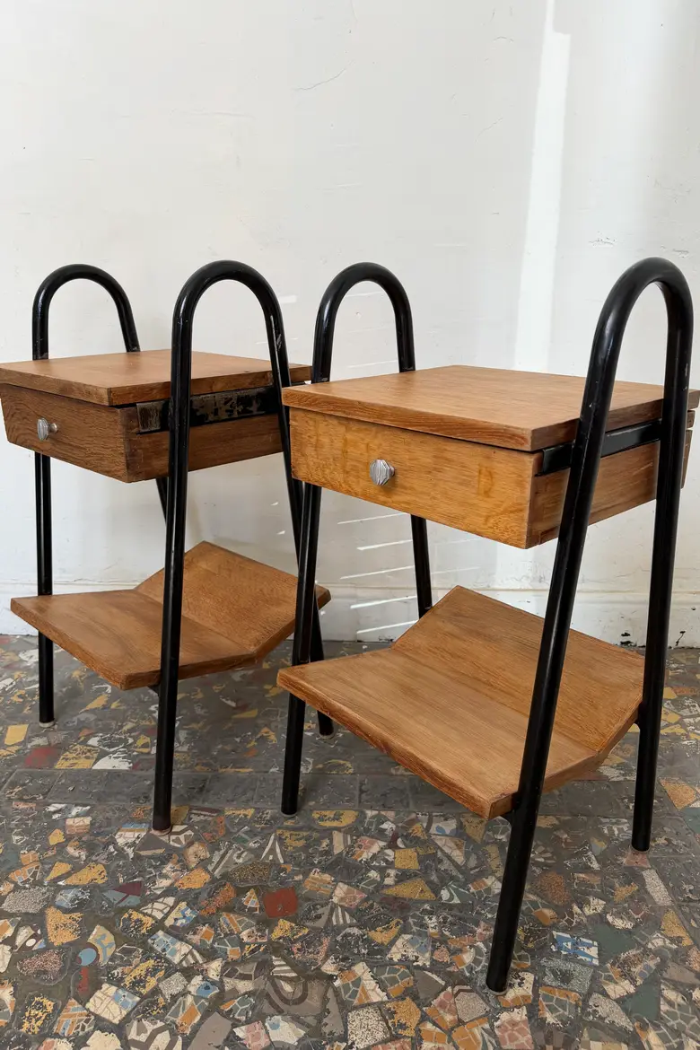 Paire de chevets d’internat vintage – Style Jacques Hitier