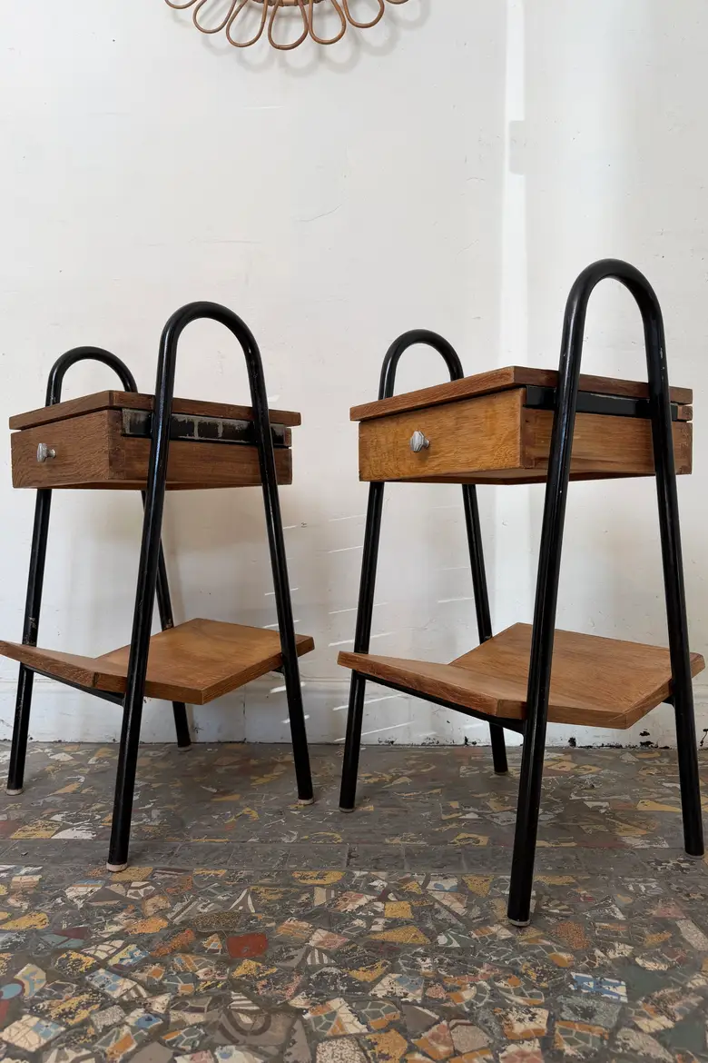 Paire de chevets d’internat vintage – Style Jacques Hitier