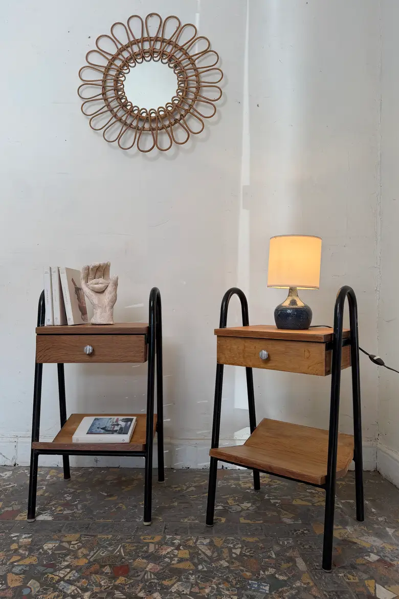 Paire de chevets d’internat vintage – Style Jacques Hitier