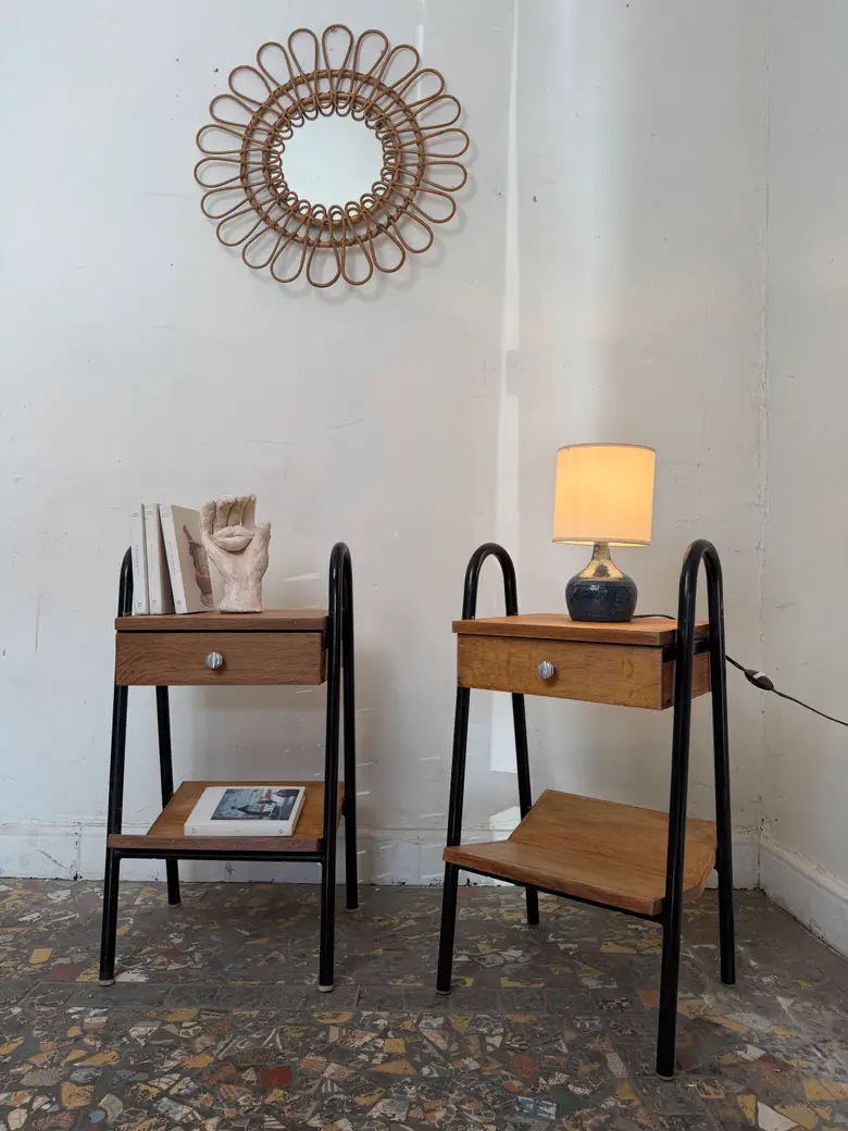 Paire de chevets d’internat vintage – Style Jacques Hitier