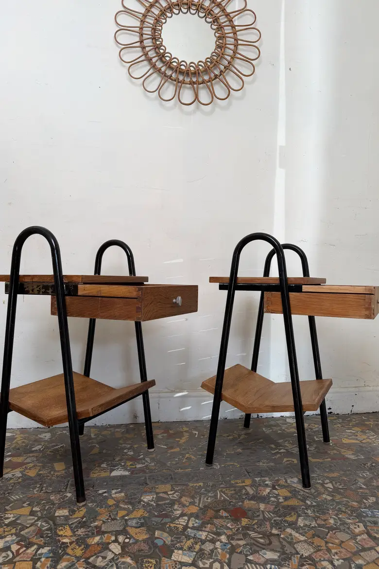 Paire de chevets d’internat vintage – Style Jacques Hitier