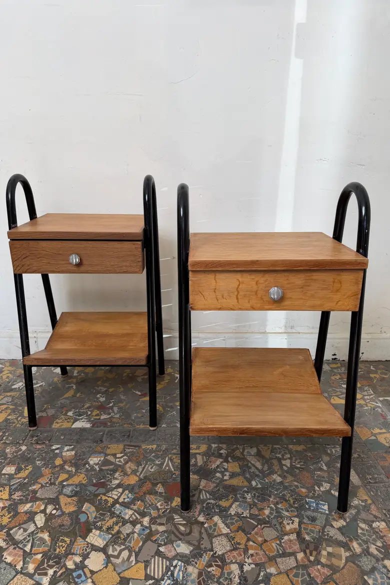 Paire de chevets d’internat vintage – Style Jacques Hitier