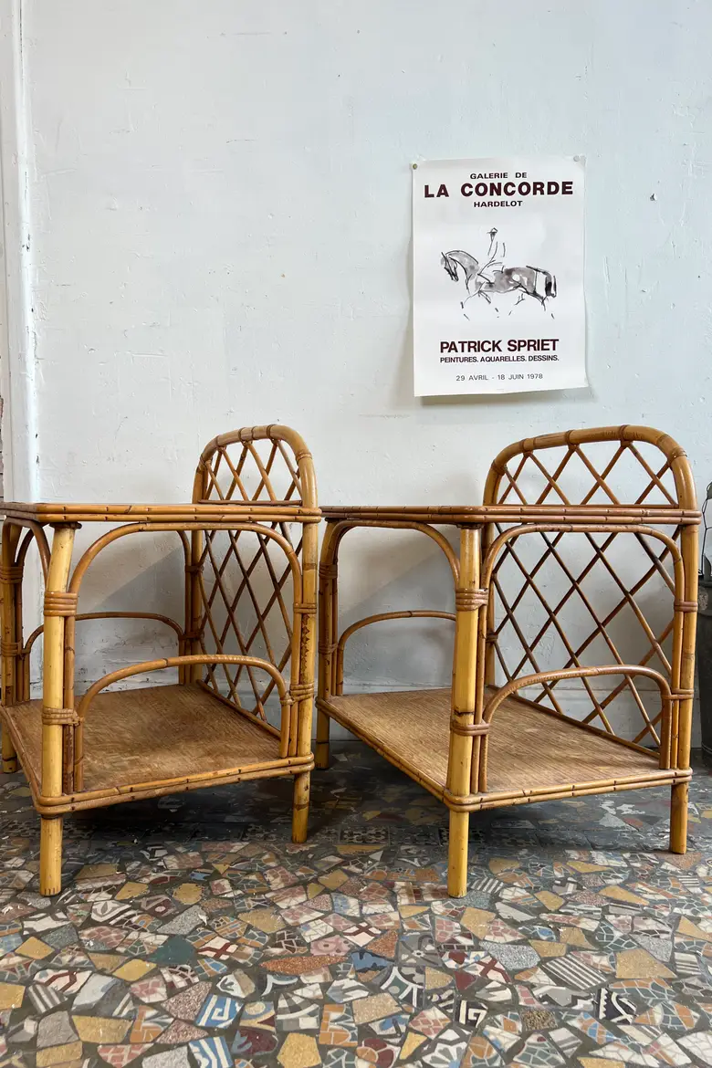 Paire de chevets en rotin – Années 1960
