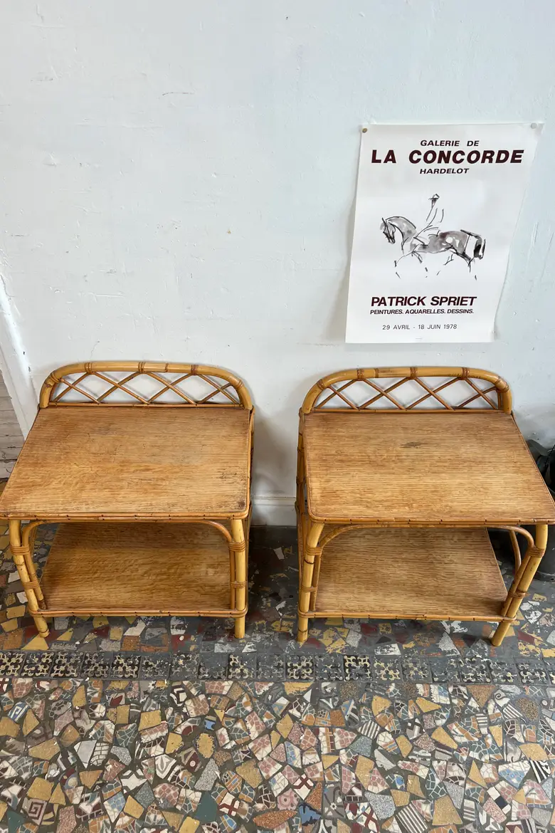 Paire de chevets en rotin – Années 1960