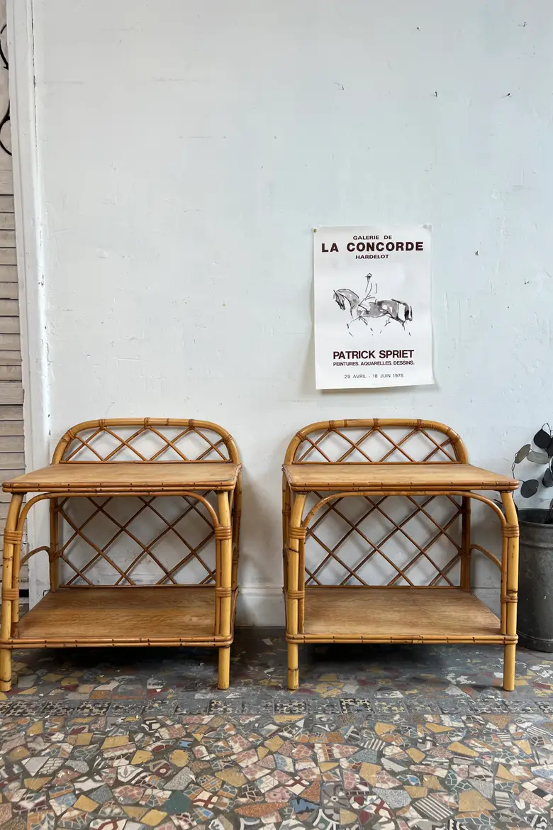 Paire de chevets en rotin – Années 1960