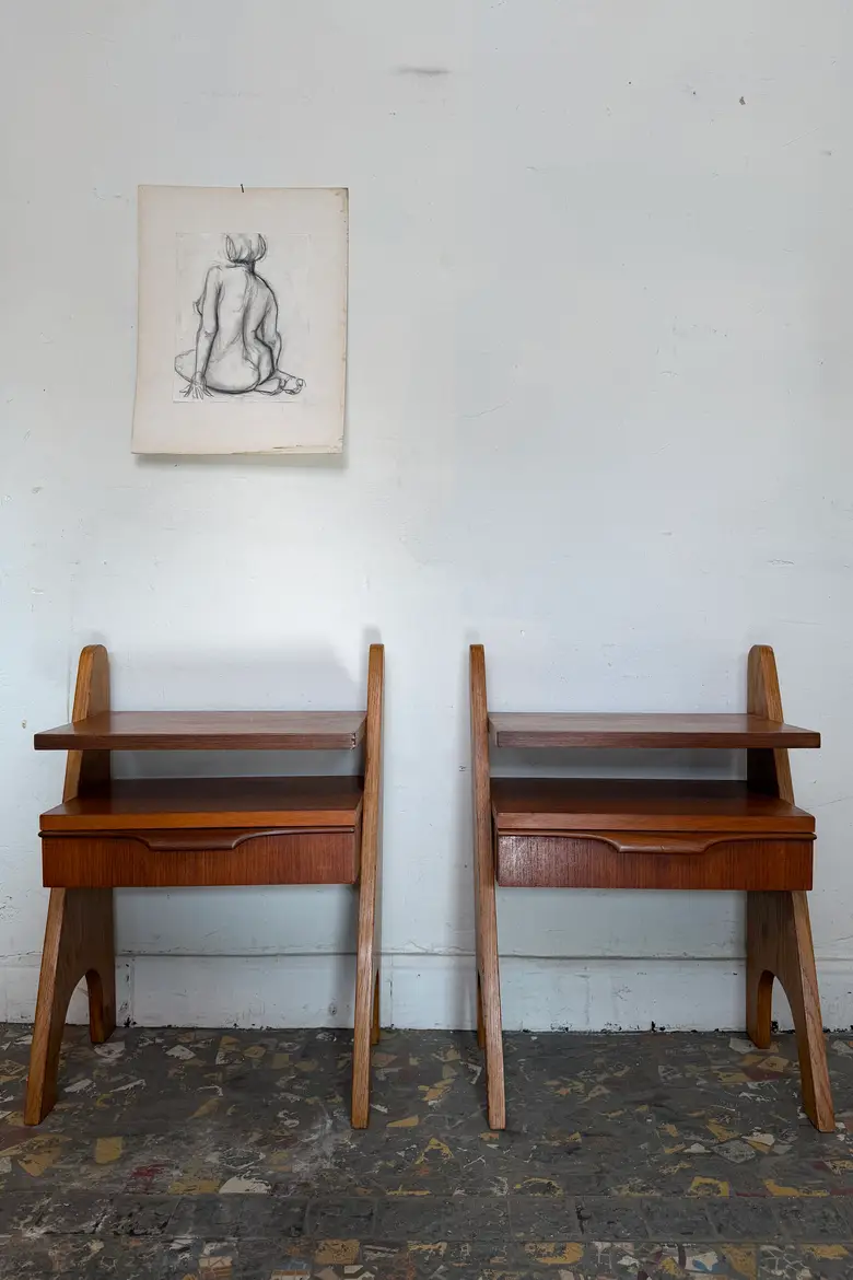 Paire de chevets scandinaves en chêne et teck — années 60