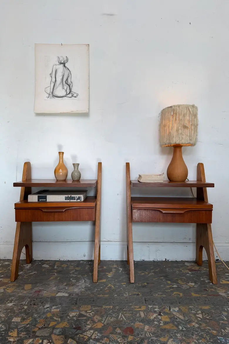 Paire de chevets scandinaves en chêne et teck — années 60