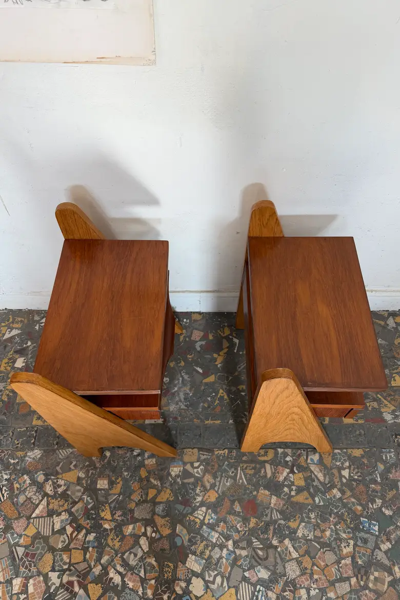 Paire de chevets scandinaves en chêne et teck — années 60