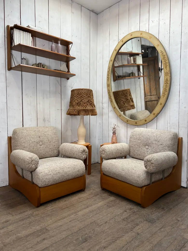 Paire de fauteuils années 80