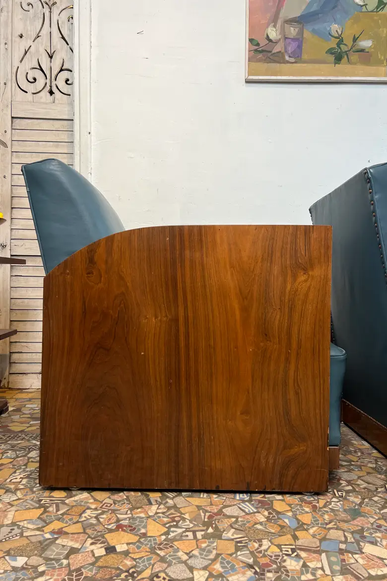 Paire de fauteuils Art Déco en cuir bleu