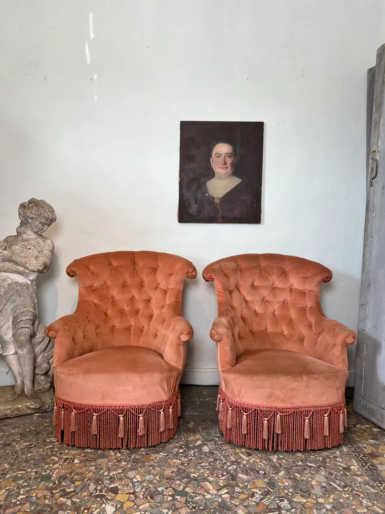 Paire de fauteuils crapaud Napoléon III