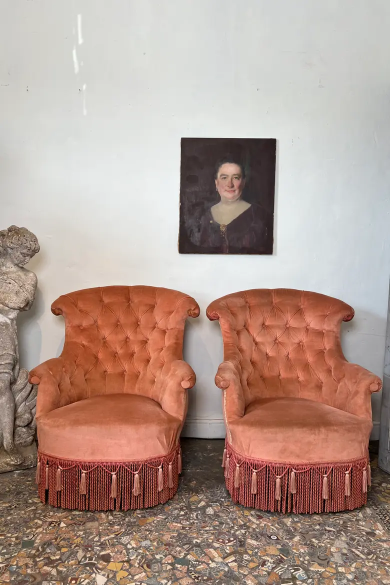 Paire de fauteuils crapaud Napoléon III
