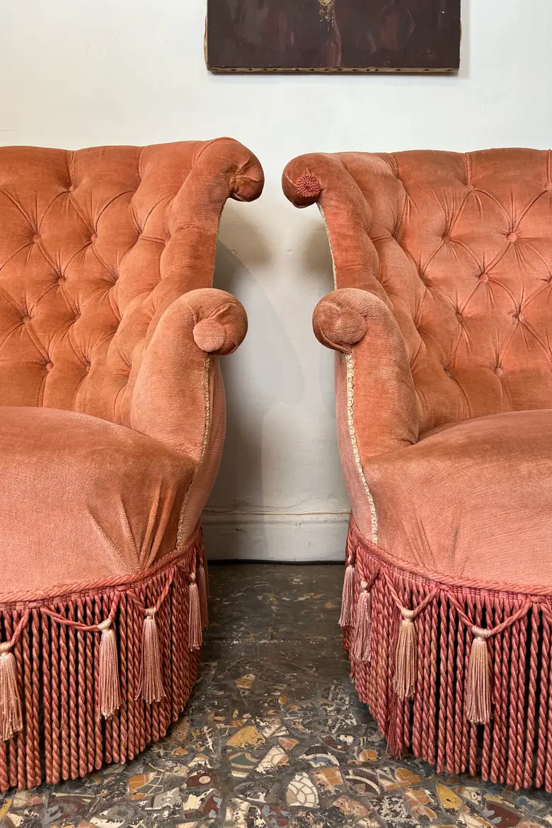 Paire de fauteuils crapaud Napoléon III