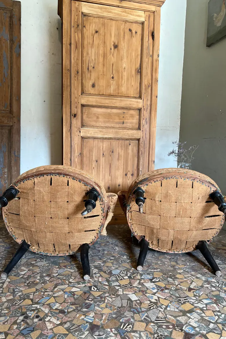 Paire de fauteuils crapauds de style Napoléon III Début XXème