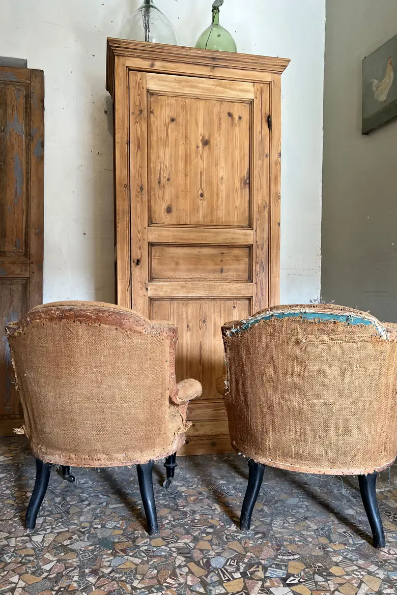 Paire de fauteuils crapauds de style Napoléon III Début XXème