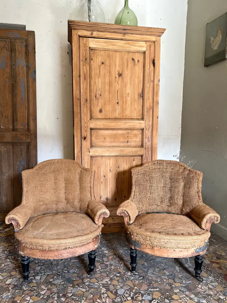 Paire de fauteuils crapauds de style Napoléon III Début XXème